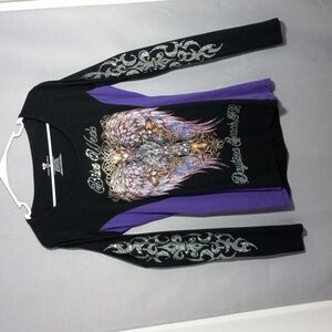 Black and Purple Vance Biker Wear. Bike Week Daytona Bea Graphic Long Sleeve Top